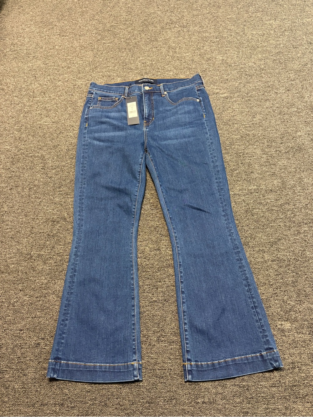 Veronica Beard Carson ankle flare extended Medium Blue Flare Jeans size 15 NWT